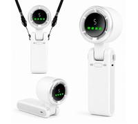 TECHTA Ventilateur Portable Turbo, Mini Ventilateur USB Rechargeable, 5 Vitesses, Écran LED, Pliable 180° - Blanc