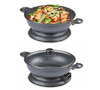 Wok électrique 3,6 L 1400W Noir - Revêtement antiadhésif, cuve détachable Ø32 cm