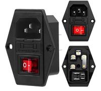 TECHZOCO Connecteur d'alimentation avec fusible c14, panneau de connexion, module de connexion C14 avec cadre, AC 10A 250V, adapté aux machines industrielles et récréatives