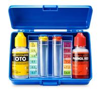 TECHZOCO Kit de test chlore et pH, testeur de chlore et pH de l'eau de piscine, accessoires de piscine, convient à tout type d'eau, contient du phénol et de l'OTO en gouttes