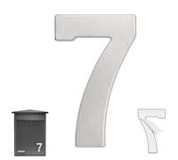 TECHZOCO Numéro 7 maison, numéro sept maison, numéro 7 pour porte, numéro 7 mural, numéro 7 boîte aux lettres, acier inoxydable 304, 75 x 47 mm, autocollant, argenté