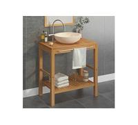 Teck Solide Armoire de Toilette avec Lavabo Vasque à Poser de Toilette Lave-mains Meuble de Salle de Bain Maison Intérieur Marbre Crème