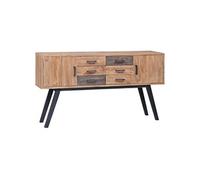 Teck Solide Armoire Latérale Buffet Armoire de Rangement avec 6 Tiroirs et 2 Portes Salon Chambre à Coucher Intérieur 110x30x75 cm