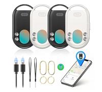 TECKNET Air Traceur Tag Lot de 4, Compatible avec iPhone « Localiser » (iOS Uniquement) Traqueur 3-en-1, Étanche IP67 et Rechargeable, Alarme 100dB, Détection par Caméra, Localisateur de Clés, Bagage