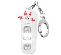 TECKNET Alarme Personnelle Anti Agression - 130 DB - Alarme personnelle avec lumière stroboscopique SOS, Alarme Rechargeable IPX4, Alarmes de Poche pour Femme，Enfants, Personnes âgées - Blanc