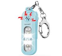 TECKNET Alarme Personnelle Anti Agression - 130 DB - Alarme personnelle avec lumière stroboscopique SOS, Alarme Rechargeable IPX4, Alarmes de Poche pour Femme，Enfants, Personnes âgées - Bleu