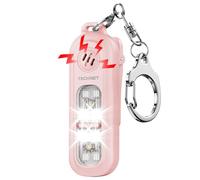 TECKNET Alarme Personnelle Anti Agression - 130 DB - Alarme personnelle avec lumière stroboscopique SOS, Alarme Rechargeable IPX4, Alarmes de Poche pour Femme，Enfants, Personnes âgées - Rose