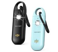 TECKNET Alarme personnelle pour femme, alarme de poche avec sirène de 130 dB, rechargeable par USB de type C, auto-défense, alarme personnelle, enfants, personnes âgées, couche de nuit (bleu + noir)