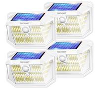TECKNET Lampe Solaire Extérieur, 231 LEDs, Projecteur Solaire avec Éclairage à 300°, Lampe Murale Étanche IP65, 3 Modes, avec Détecteur de Mouvement, pour Jardin, Patio et Garage - Pack de 4