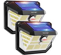 TECKNET Lampe Solaire Extérieur, 231 LEDs, Projecteur Solaire avec Éclairage à 300°, Lampe Murale Étanche IP65, 3 Modes, avec Détecteur de Mouvement, pour Jardin, Patio et Garage - Pack de 2