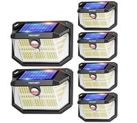 TECKNET Lampe Solaire Extérieur, 231 LEDs, Projecteur Solaire avec Éclairage à 300°, Lampe Murale Étanche IP65, 3 Modes, avec Détecteur de Mouvement, pour Jardin, Patio et Garage - Pack de 6