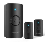 TECKNET Sonnette, IP65 Sonnette sans Fil Exterieur Etanche, 400 m Sonnette sans Fil Longue portée, Sonnette sans Fil avec 60 Klingeltöne, sonette sans Fil avec 2 émetteurs & 1 récepteur à Piles