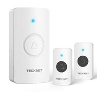 TECKNET Sonnette, IP65 Sonnette sans Fil Exterieur Etanche, 400 m Sonnette sans Fil Longue portée, Sonnette sans Fil avec 60 Klingeltöne, sonette sans Fil avec 2 émetteurs & 1 récepteur à Piles