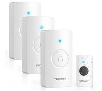TECKNET Sonnette, IP67 Sonnette Sans Fil Exterieur Etanche, 400M Sonnette Sans Fil Longue Portée, Sonnette Sans Fil avec 60 Klingeltöne, Sonette Sans Fil avec 1 émetteurs & 3 récepteur à piles
