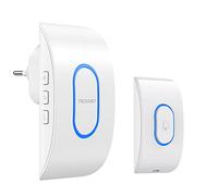 TECKNET Sonnette sans Fil Exterieur Étanche 400 Mètres, IP65 Etanche, Blanc | 60 Mélodies, 5 Niveaux Volume, Voyant LED pour Maison, Kit d'un Récepteur et d'un Emetteur, au Salon, au Bureau, Jardin