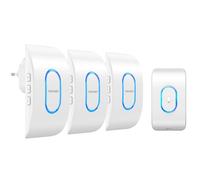 TECKNET Sonnette sans Fil Exterieur Étanche avec Récepteurs, Voyant LED | Portée de 400M, IP65 Étanche Carillon, 60 Sonneries et 5 Niveaux Volume, pour Utilisation à Domicile/Entrepôt/Bureau, Blanc