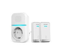 TECKNET Sonnette Sans Fil Kit, 400M Sonnette avec 2 Emetteurs | 5 Niveaux de Volume Porte Auto-Alimentée avec 60 Mélodies, IP65 Etanche Carillon Sans Pile, avec Tomas USB Externas y Luz LED