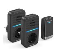 TECKNET Sonnette sans Fil Kit, 400M Sonnette avec 2 Récepteurs | 5 Niveaux Volume de Porte sans Fil Auto-alimentée avec 60 Mélodies, IP65 Kit de Carillon avec Tomas USB Externas y Luz LED
