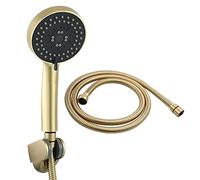 Tecmolog Pommeau de douche en plastique ABS doré brossé 5 fonctions avec tuyau et support BS144J2F