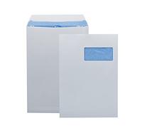 TECNO PRESTIGE, boîte de 250 pochettes extra blanc, bande de protection, 90g, Format C4 229x324mm avec fenêtre 110x50 à 52/20