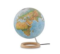TECNODIDATTICA Atmosphere FC2 Globe terrestre pivotant lumineux avec base en bois d'érable et cartographie physique/politique, diamètre 30 cm