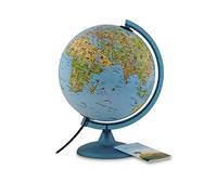 Tecnodidattica - Ballon terrestre Safari pour enfants et adolescents | Illuminé et rotatif | Cartographie illustrée et brochure avec informations | Méridien gradué | Texte en espagnol | Diamètre 25 cm