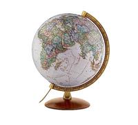 Tecnodidattica - Globe National Geographic Edge Executive | Cartographie physique et politique en style antique | Lumineux | Socle en bois et méridien en métal | Textes en français | Diamètre 30 cm