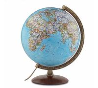 Tecnodidattica - Globe terrestre National Geographic Edge Classic | Cartographie physique et politique | Lumineux | Socle en bois et méridien en métal | Textes en français | Diamètre 30 cm