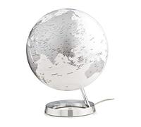 Tecnodidattica - Mappemonde Light&Colour Metal Chrome | lumineux, pivotant, avec cartographie Politique actualisée | Luminaire de design | Diamètre 30 cm | Textes en anglais