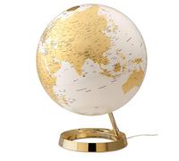 Tecnodidattica - Mappemonde Light&Colour Metal Gold | lumineux, pivotant, avec cartographie Politique actualisée | Luminaire de design | Diamètre 30 cm | Textes en anglais