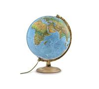 TECNODIDATTICA Technodidattica Mappemonde Atmosphere B4, Lumineux, Rotatif, Base en Bois de hêtre et méridien gradué en métal, cartographie Physique/Politique, diamètre 30 cm, Laiton