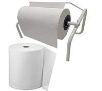 Tecnokit: Distributeur de bobine de papier Max, avec rouleau en hommage, pour grandes bobines de 38 à 40 cm, porte-rouleau mural et banc, équipé d'un kit de montage, taille 48 x 34 x 25, blanc