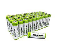 Tecnoware Power Systems - 40 Piles alcalines AA 1.5V, Énergie Fiable pour Dispositifs, Sécurité Renforcée, Longue Durée, Emballage Écologique, Piles AA,