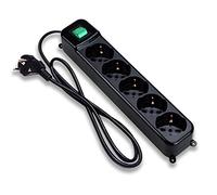 Tecnoware Power Systems Multiprise - Multiprise électrique avec 5 sorties SCHUKO/ITALIE 10/16 A inclinées à 45°- Interrupteur lumineux et Protection Enfant - Prise entrée SCHUKO