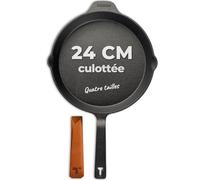TECOR poêle en fonte induction 24 cm non polie - Naturellement antiadhésive et compatible avec toutes les sources de chaleur - Durable et polyvalente, pour les cuisiniers amateurs et professionnels