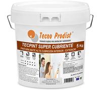 TECPINT Super Cubrient de Tecno Prodist-5 kg(BLANC ALASKA) Peinture pour extérieur et intérieur à l'eau -Recouvrement supplémentaire, finition blanche Alaska, Lavable -Sans odeur - Application facile