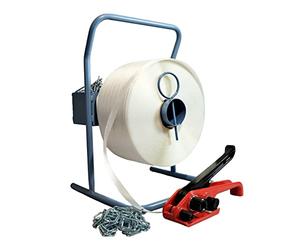 TECPLAST Kit 1 Feuillard de cerclage fil à fil KFF2 16 mm x 850 m + 1 tendeur OFFERT + 1 dévidoir + boucles - Résistance 450kg