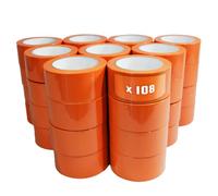 Tecplast Lot de 108 Rubans adhésifs PVC orange bâtiment 50 mm x 33 m - Rouleau adhésif de chantier orange
