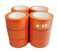 Tecplast Lot de 12 Rubans adhésifs PVC orange bâtiment 75 mm x 33 m - Rouleau adhésif de chantier orange