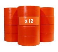 Tecplast Lot de 12 Rubans adhésifs toilés orange 50 mm x 33 m - Rouleau adhésif pour fixer les bâches, fils et câbles