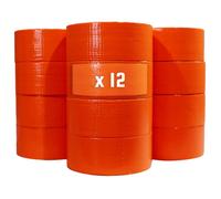 TECPLAST Lot de 12 Rubans adhésifs toilés orange 50 mm x 33 m - Rouleau adhésif pour fixer les bâches, fils et câbles