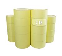 TECPLAST Lot de 18 Rubans de masquage 50 mm x 50 m jusqu'à 80° - Adhésif de masquage jaune pour la peinture