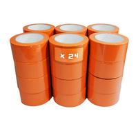 Tecplast Lot de 24 Rubans adhésifs PVC orange bâtiment 75 mm x 33 m - Rouleau adhésif de chantier orange