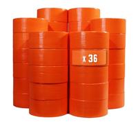 Tecplast Lot de 36 Rubans adhésifs toilés orange 50 mm x 33 m - Rouleau adhésif pour fixer les bâches, fils et câbles