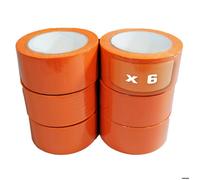 TECPLAST Lot de 6 Rubans adhésifs PVC orange bâtiment 50 mm x 33 m - Rouleau adhésif de chantier orange