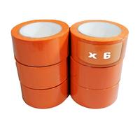 Tecplast Lot de 6 Rubans adhésifs PVC orange bâtiment 50 mm x 33 m - Rouleau adhésif de chantier orange