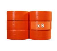 Tecplast Lot de 6 Rubans adhésifs toilés orange 50 mm x 33 m - Rouleau adhésif pour fixer les bâches, fils et câbles