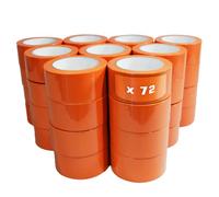 Tecplast Lot de 72 Rubans adhésifs PVC orange bâtiment 50 mm x 33 m - Rouleau adhésif de chantier orange