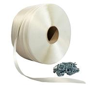 TECPLAST Pack 1 Feuillard de cerclage fil à fil PFF1 13 mm x 1100 m + 250 Boucles - Feuillard textile Haute Résistance 375kg