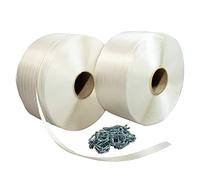 TECPLAST Pack 2 Feuillards de cerclage fil à fil PFF2 13 mm x 1100 m + 250 Boucles OFFERTES - Feuillard textile Résistance 375kg